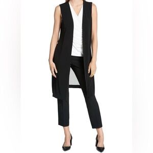 Black Sleeveless Open Front Vest